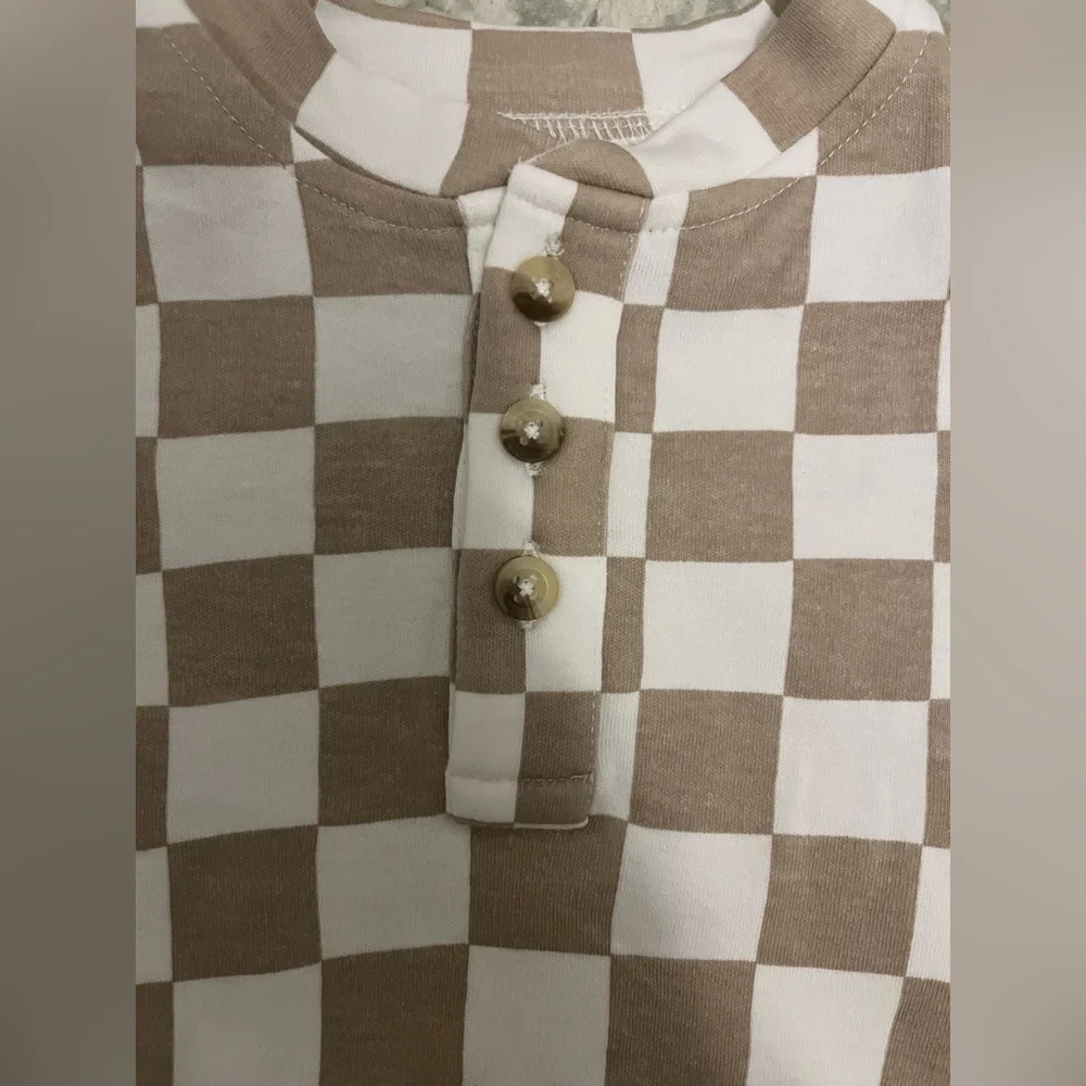 SIIX NWOT Tiramisu Checkerboard Organic Wells Top and Pants Matching Set Outfit